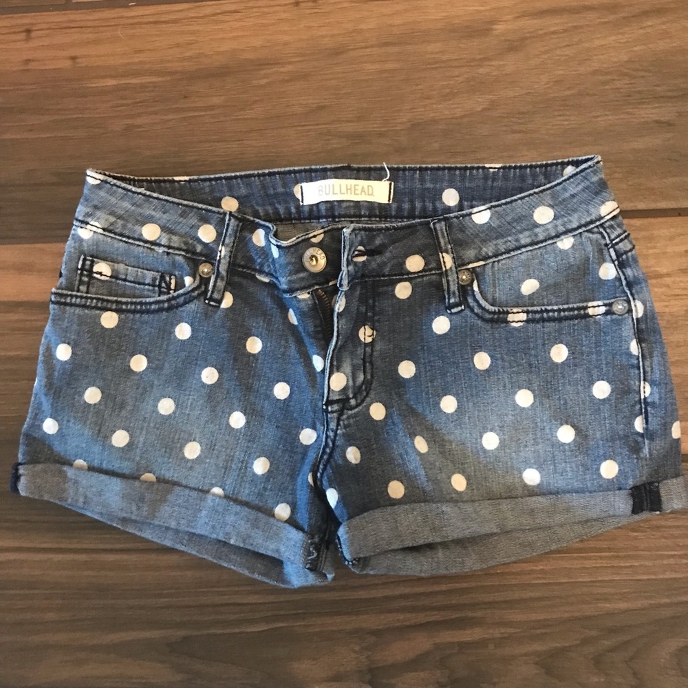 Bullhead Denim Polka Dot Blue Jean Shorts